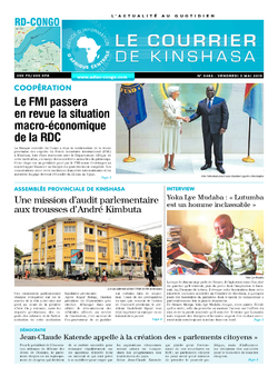 Les Dépêches de Brazzaville : Édition le courrier de kinshasa du 03 mai 2019