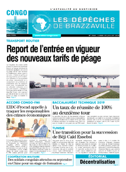 Les Dépêches de Brazzaville : Édition brazzaville du 29 juillet 2019