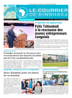 Les Dépêches de Brazzaville : Édition le courrier de kinshasa du 09 septembre 2019