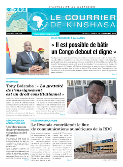 Les Dépêches de Brazzaville : Édition le courrier de kinshasa du 10 septembre 2019