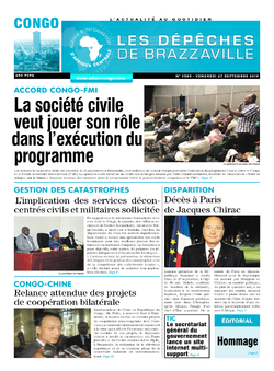 Les Dépêches de Brazzaville : Édition brazzaville du 27 septembre 2019