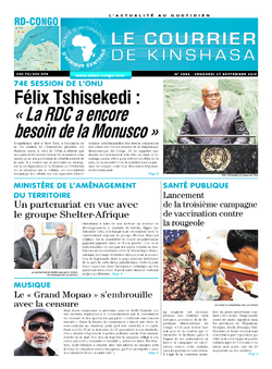 Les Dépêches de Brazzaville : Édition le courrier de kinshasa du 27 septembre 2019