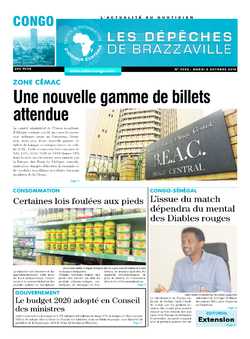 Les Dépêches de Brazzaville : Édition brazzaville du 08 octobre 2019