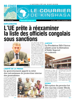 Les Dépêches de Brazzaville : Édition le courrier de kinshasa du 05 novembre 2019