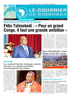 Les Dépêches de Brazzaville : Édition le courrier de kinshasa du 16 décembre 2019