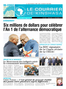 Les Dépêches de Brazzaville : Édition le courrier de kinshasa du 20 décembre 2019