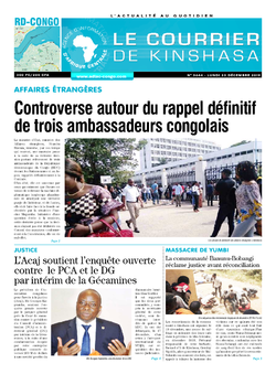 Les Dépêches de Brazzaville : Édition le courrier de kinshasa du 23 décembre 2019