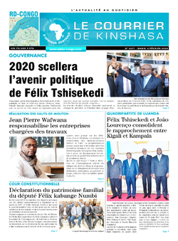 Les Dépêches de Brazzaville : Édition le courrier de kinshasa du 04 février 2020