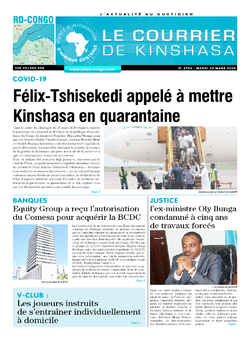 Les Dépêches de Brazzaville : Édition le courrier de kinshasa du 24 mars 2020