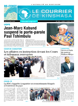 Les Dépêches de Brazzaville : Édition le courrier de kinshasa du 13 avril 2020
