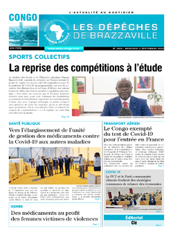 Les Dépêches de Brazzaville : Édition brazzaville du 02 septembre 2020