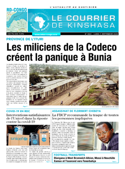 Les Dépêches de Brazzaville : Édition le courrier de kinshasa du 07 septembre 2020