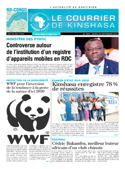 Les Dépêches de Brazzaville : Édition le courrier de kinshasa du 29 septembre 2020