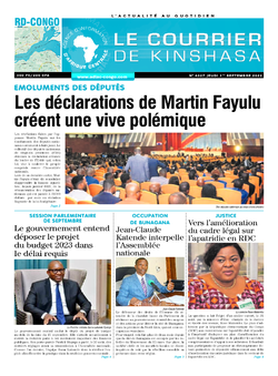 Les Dépêches de Brazzaville : Édition le courrier de kinshasa du 01 septembre 2022