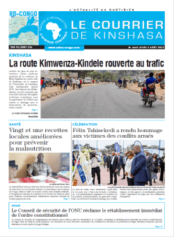Les Dépêches de Brazzaville : Édition le courrier de kinshasa du 03 août 2023