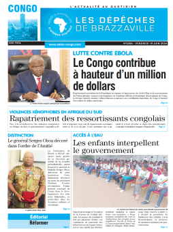 Les Dépêches de Brazzaville : Édition brazzaville du 19 juin 2026
