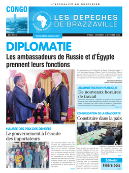 Les Dépêches de Brazzaville : Édition brazzaville du 16 octobre 2026