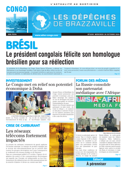 Les Dépêches de Brazzaville : Édition brazzaville du 28 octobre 2026